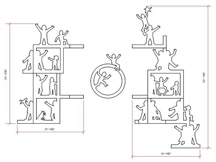 Waterjet parts connected - with dimensions