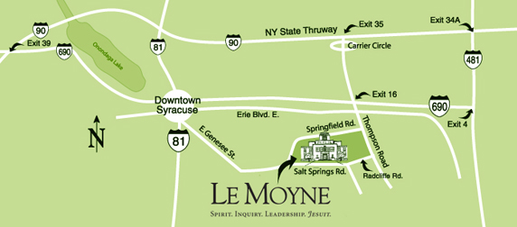 Syracuse City Map - Le Moyne College location