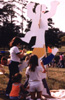Children painting the totem in Houston