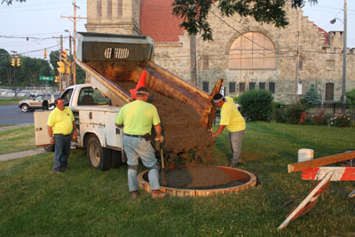 The concrete pour for the sculpture base - 1