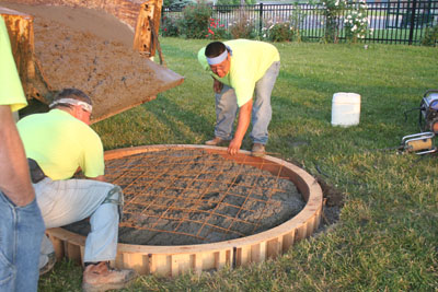 The concrete pour for the sculpture base - 2