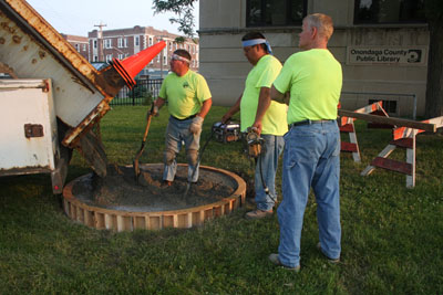 The concrete pour for the sculpture base - 3