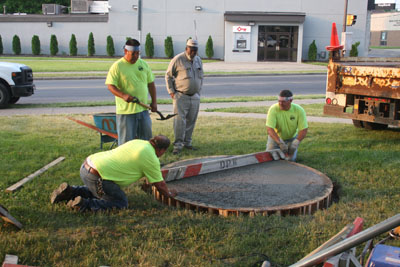 The concrete pour for the sculpture base - 4