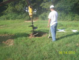 Drilling holes for concrete footings